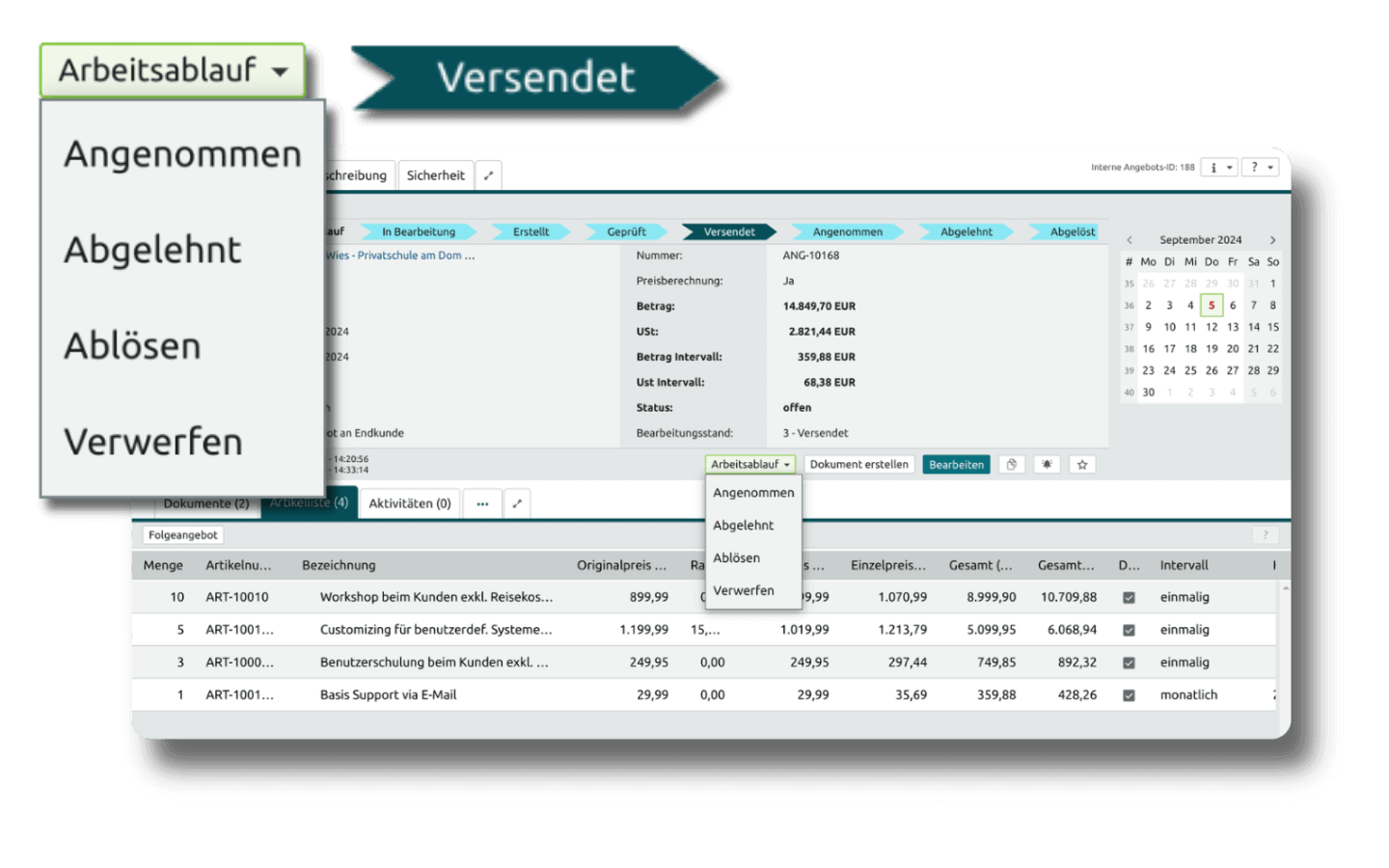 Workflow-Schritt festlegen